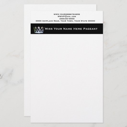 Miss America im Stil Custom Letterhead Briefpapier (Vorne/Hinten)
