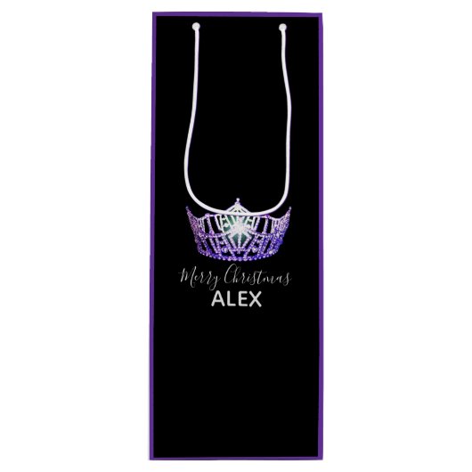 Miss America Lila Crown PRPLE Geschenktasche Weihn Geschenktüte Für Weinflaschen (Vorderseite)