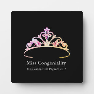 Miss America Multi Pink Tiara Crown Awards Plaque Fotoplatte