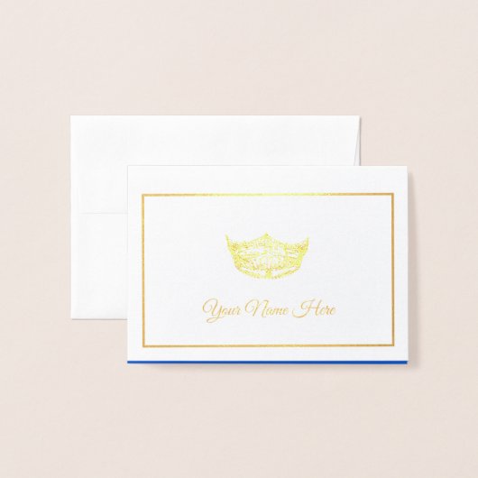 Miss America Name Platzkarte Gold Foiled Crown Folienkarte (Vorderseite mit Umschlag)