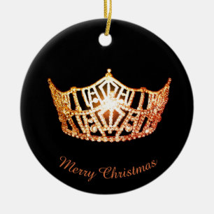 Miss America Orange Crown Round Ornament