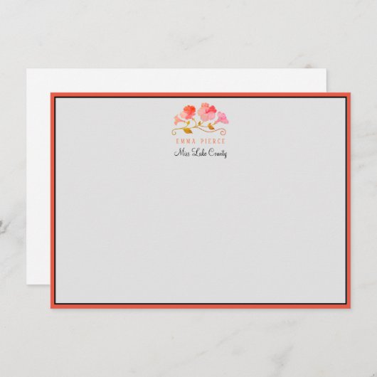 Miss America Pageant Custom Note Card Orange Mitteilungskarte (Vorne/Hinten)