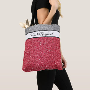 Miss America Pageant Imitate Glitzer Tote Bag Tasche
