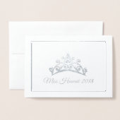 Miss America Pageant Silver Foil Tiara Note Card Folienkarte (Vorderseite mit Umschlag)