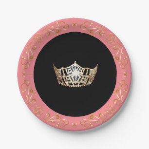 Miss America Pink Coral Gold Crown 7" Teller