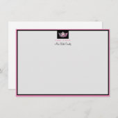 Miss America Pink Crown Custom Flat Note Card Mitteilungskarte (Vorne/Hinten)