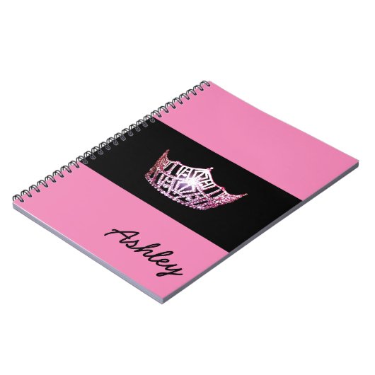 Miss America Pink Crown Notebook Individuelle Name Notizblock (Linke Seite)