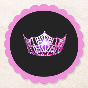 Miss America Pink Crown Sclpd Paper Untersetzer
