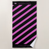Miss America Raspberry Stripe Crown Beach Handtuch (Vorderseite)
