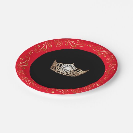 Miss America Red Gold Crown 7" Paper Teller (Schrägansicht)