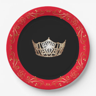 Miss America Red Gold Crown 9" Teller