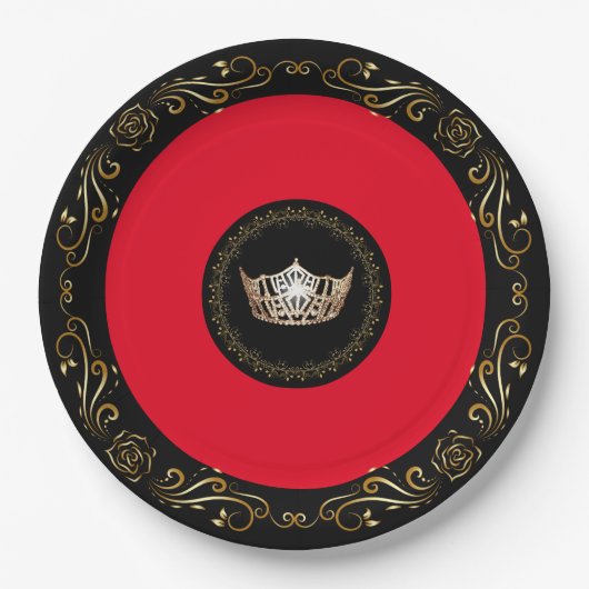 Miss America Red Gold Crown 9" Teller (Vorderseite)