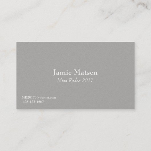 Miss America Rodeo Horse Business Cards Visitenkarte (Rückseite)