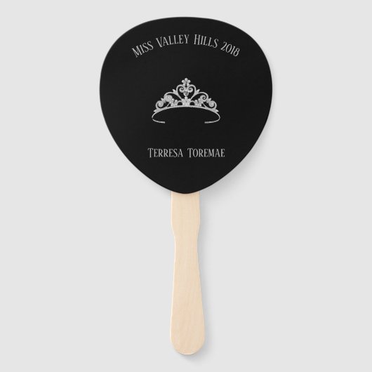 Miss America Rodeo Silver Crown Tiara Paddle Fan Fächer (Rückseite)