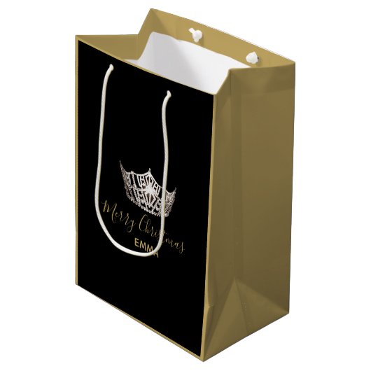 Miss America Silver Crown 2-Tone-Geschenktasche - Mittlere Geschenktüte (Vorderseite Schrägansicht)