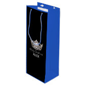 Miss America Silver Crown Blue Geschenktasche Weih Geschenktüte Für Weinflaschen (Vorderseite Schrägansicht)