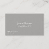 Miss America Silver Crown Business Cards Visitenkarte (Rückseite)