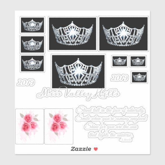 Miss America Silver Crown Custom Stickers Aufkleber (Blatt)