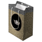 Miss America Silver Crown Gold FX GlitterGift Bag Mittlere Geschenktüte (Vorderseite Schrägansicht)