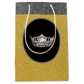 Miss America Silver Crown Gold FX GlitterGift Bag Mittlere Geschenktüte (Vorderseite)