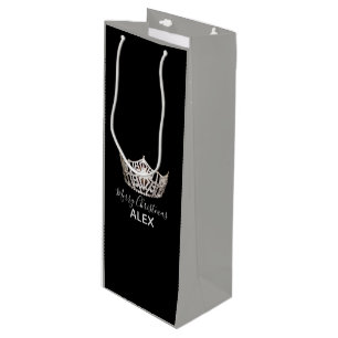 Miss America Silver Crown Gray Geschenktasche Weih Geschenktüte Für Weinflaschen