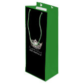 Miss America Silver Crown Green Geschenktasche Geschenktüte Für Weinflaschen (Rückseite Schrägansicht)
