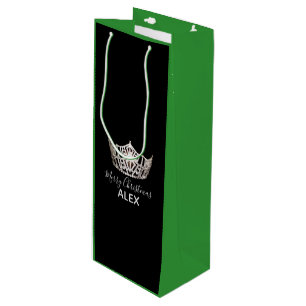 Miss America Silver Crown Green Geschenktasche Wei Geschenktüte Für Weinflaschen
