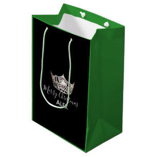 Miss America Silver Crown Green Geschenktasche Wei Mittlere Geschenktüte