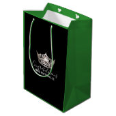 Miss America Silver Crown Green Gift Bag-Medium Mittlere Geschenktüte (Rückseite Schrägansicht)