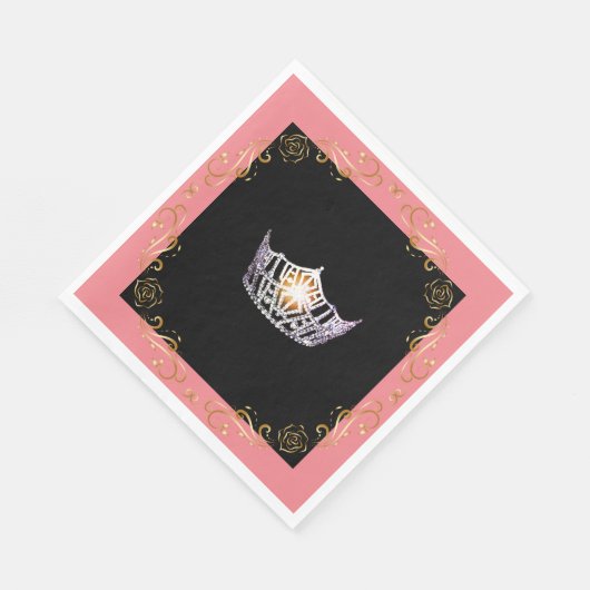 Miss America Silver Crown Luncheon Paper Napkin Serviette (Ecke)