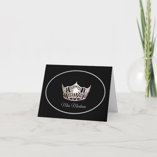 Miss America Silver Crown Note Card Black Dankeskarte (Vorderseite)