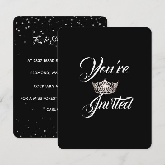 Miss America Silver Crown Party Einladung Stars (Vorne/Hinten)