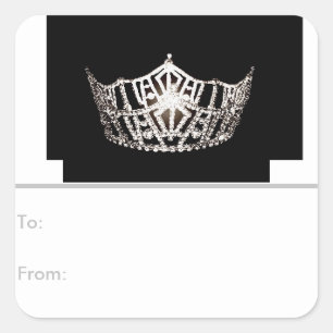 Miss America Silver Crown Peel & Stick Geschenktas Quadratischer Aufkleber