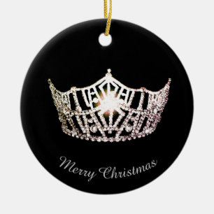 Miss America Silver Crown Round Ornament