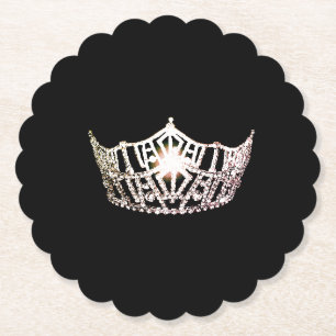Miss America Silver Crown Sclpd Paper Untersetzer