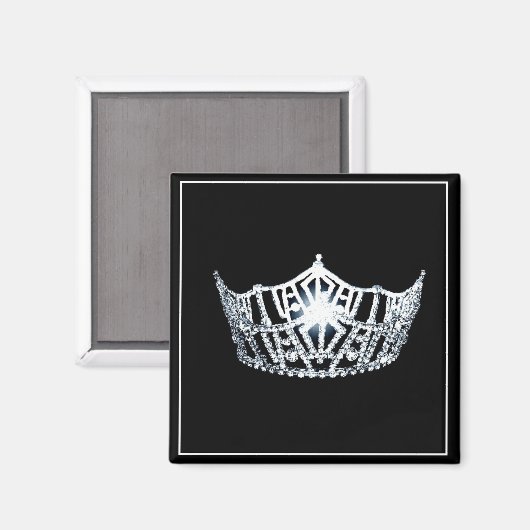 Miss America Silver Crown Square Magnet (Vorderseite/Rückseite)