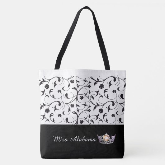 Miss America Silver Crown Tote Bag-BLK Scroll Tasche (Vorderseite)