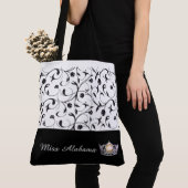 Miss America Silver Crown Tote Bag-BLK Scroll Tasche (Von Nahem)