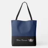 Miss America Silver Crown Tote Bag Große Marine Tasche (Rückseite)