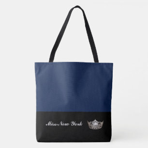 Miss America Silver Crown Tote Bag Große Marine Tasche