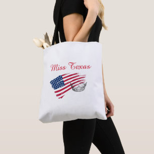 Miss America Silver Crown Tote Bag Große US-Flagge Tasche