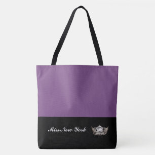 Miss America Silver Crown Tote Beutel Große Lila Tasche