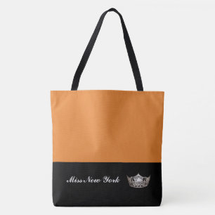 Miss America Silver Crown Tote Beutel Große Orange Tasche