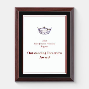 Miss America Silver Crown Wood Awards Plaque