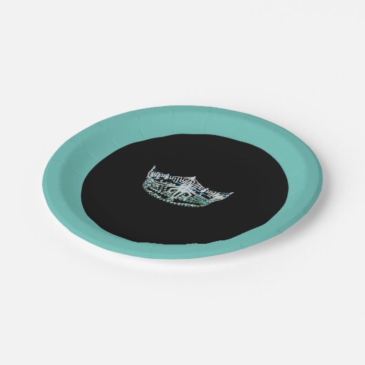 Miss America Stil Aquamarin Crown 7" Paper Tellers Pappteller (Schrägansicht)