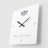 Miss America Stil Blue White Crown Clock Quadratische Wanduhr (Winkel)