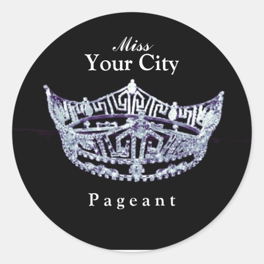 Miss America Stil Custom Crown Round Aufkleber (Vorderseite)
