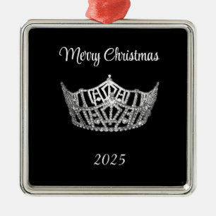 Miss America Stil Silberkronen-Weihnachtsbaumanhän Ornament Aus Metall