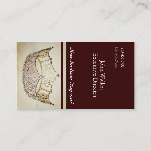Miss America style Brown-Gold Crown Business Cards Visitenkarte (Vorderseite)