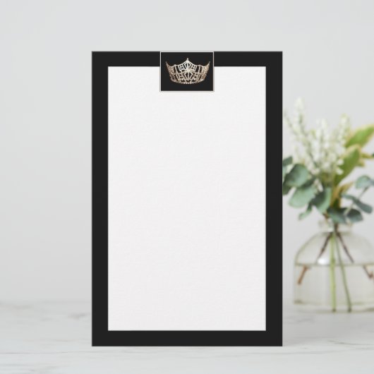 Miss America Style Crown Borders Stationery Briefpapier (Stehend Vorderseite)